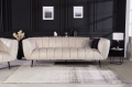 Beżowa sofa do salonu w stylu glamour z metalowymi czarnymi nogami - NEBRES
