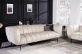 Beżowa sofa do salonu w stylu glamour z metalowymi czarnymi nogami - NEBRES