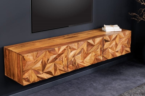 Szafka RTV ZIBI 3D wisząca 160 cm sheesham drewno naturalne