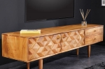 Szafka RTV 145 cm z litego drewna akacjowego w kolorze miodowym, LUXE