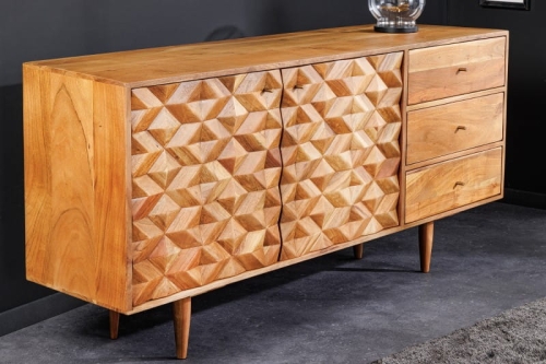 Komoda 145 cm z litego drewna akacjowego w kolorze miodowym, LUXE