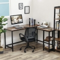 Biurko komputerowe narożne na metalowych nogach rustykalne, loft 138 cm RADS LOFT 2