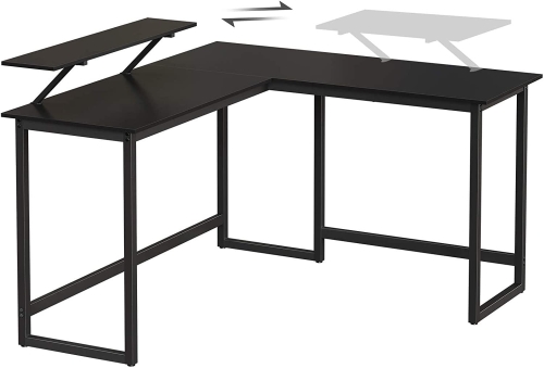 Biurko komputerowe narożne czarne na metalowych nogach, loft 138 cm RADS LOFT III
