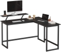 Biurko komputerowe narożne czarne na metalowych nogach, loft 138 cm RADS LOFT III