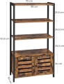 Regał na książki, z dużą szafką, w stylu industrialnym 121,5 cm RADS LOFT
