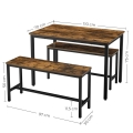 Zestaw do jadalni - stół 110/70 cm i dwie ławki w stylu industrialnym RADS