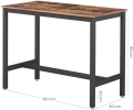 Stół barowy, blat w kolorze drewna, metalowy stelaż, w stylu industrialnym 120/60 cm RADS