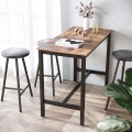 Stół barowy, blat w kolorze drewna, metalowy stelaż, w stylu industrialnym 120/60 cm RADS