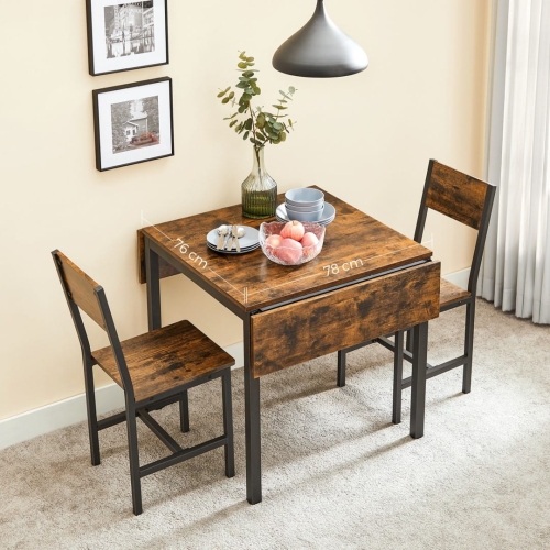 Rozkładany stół do jadalni, blat w kolorze drewna, metalowy stelaż, w stylu loft 120/75 cm RADS