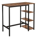 Stół barowy z półkami, blat w kolorze drewna, metalowy stelaż, loft 109/60 cm RADS