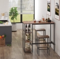 Stół barowy z półkami, blat w kolorze drewna, metalowy stelaż, loft 109/60 cm RADS