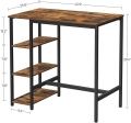 Stół barowy z półkami, blat w kolorze drewna, metalowy stelaż, loft 109/60 cm RADS