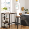 Stół barowy z półkami, blat w kolorze drewna, metalowy stelaż, loft 109/60 cm RADS