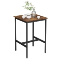Stół barowy, blat w kolorze drewna, metalowy stelaż, w stylu industrialnym 60/60 cm RADS