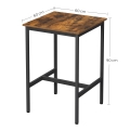 Stół barowy, blat w kolorze drewna, metalowy stelaż, w stylu industrialnym 60/60 cm RADS
