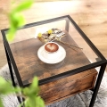 Industrialny stolik nocny, szklany blat, metalowy stelaż 54 cm RADS