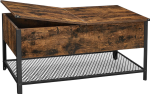 Industrialny stolik kawowy z szafką, blat w kolorze drewna, metalowe nogi 55/100 cm RADS