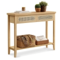 Wąska konsola z rattanowymi szufladami, w stylu boho 30/100 cm AMELIA