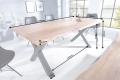 Stół z litego drewna akacjowego, metalowy stelaż, industrialny 180/90 cm BOA II