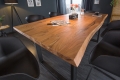 Stół z litego drewna akacjowego, metalowy stelaż, industrialny 180/90 cm BOA III