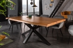 Stół z litego drewna akacjowego, metalowy stelaż, industrialny 180/100 cm BOA