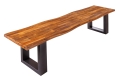 Industrialna ławka z drewna akacjowego, metalowy stelaż 160 cm RINGO