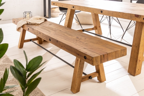 Ławka z litego drewna sosnowego, w stylu industrialnym 165 cm FINOA