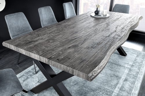 Stół do jadalni, blat w kolorze szarym, metalowe nogi loft 160/87 cm FIORD