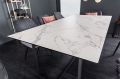 Szklany stół imitujący biały marmur, metalowy stelaż, industrialny 200/100 cm PECAN