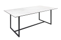 Szklany stół imitujący biały marmur, metalowy stelaż, industrialny 200/100 cm PECAN