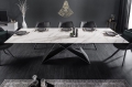 Rozkładany stół w stylu loft, szklany blat imitujący marmur, metalowy stelaż 180-260 cm TEO