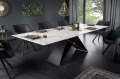 Rozkładany stół w stylu loft, szklany blat imitujący marmur, metalowy stelaż 180-260 cm TEO