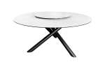 Okrągły stół z obrotowym talerzem, ceramiczny blat imitujący marmur, metalowe nogi 150 cm DARIA