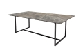 Szklany stół imitujący szarobrązowy marmur, metalowy stelaż, industrialny 200/100 cm PECAN