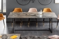Szklany stół imitujący szarobrązowy marmur, metalowy stelaż, industrialny 200/100 cm PECAN
