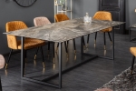 Szklany stół imitujący szarobrązowy marmur, metalowy stelaż, industrialny 200/100 cm PECAN