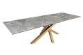 Rozkładany stół w stylu loft, szklany blat imitujący marmur, metalowy stelaż 180-260 cm MALU II