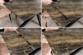 Rozkładany stół w stylu loft, szklany blat imitujący marmur, metalowy stelaż 180-260 cm MALU III