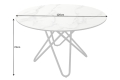 Okrągły stół ceramiczny, blat imitujący marmur, metalowe nogi loft 120cm NEVIL