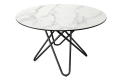 Okrągły stół ceramiczny, blat imitujący marmur, metalowe nogi loft 120cm NEVIL