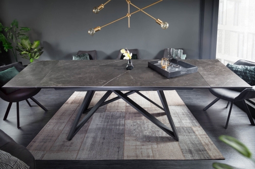 Ceramiczny stół rozkładany, blat imitujący grafit, metalowe nogi 180-260 cm IKAR