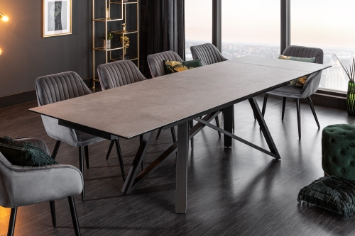 Ceramiczny stół rozkładany, blat imitujący beton, metalowe nogi 180-260 cm IKAR
