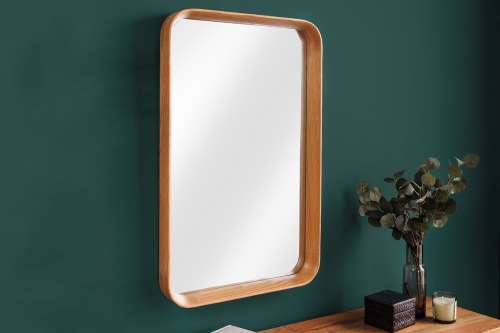 Prostokątne lustro w drewnianej ramie, dąb naturalny, retro 80/50 cm ARTI