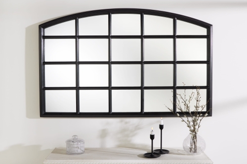 Duże lustro ścienne, czarna rama z drewna paulowni retro 120 cm PARYŻ