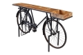 Industrialna konsola z drewna mango, rowerowy design, metalowe nogi 195 cm ERCA