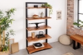 Regał z półkami z litego drewna akacjowego, metalowy stelaż, loft 178 cm BOA