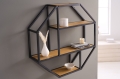 Półka wisząca w kolorze dębu, z płyty MDF, metalowy stelaż, loft SEKEND