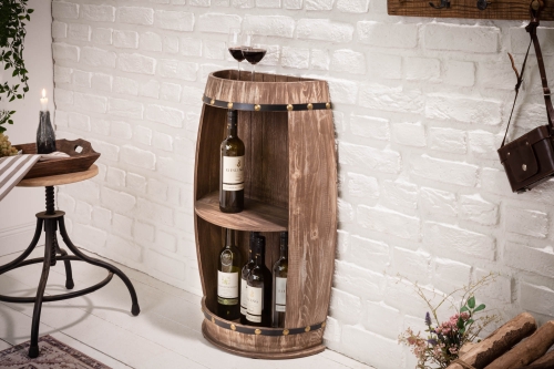 Półka beczka na wino, drewno jodłowe w kolorze naturalnym 79 cm VINE