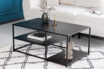 Metalowy stolik kawowy z dwoma półkami, czarny, w stylu industrialnym 100/60 cm DIUNA