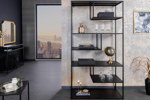 Stojący metalowy regał, czarny, w stylu industrialnym 180 cm DIUNA